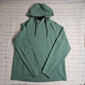 Ascend Mens Textured Waffle Knit Hoodie Organic Cotton Green Large BPS
